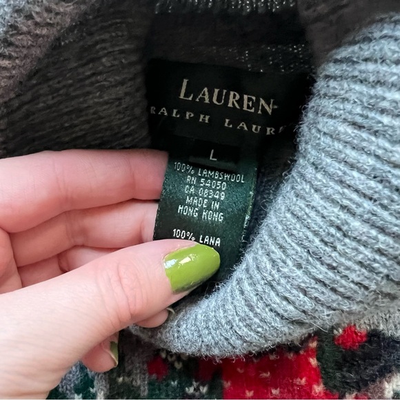 Vintage Lauren Ralph Lauren Grey Lambswool Iceskating Turtleneck Sweater - Picture 4 of 5